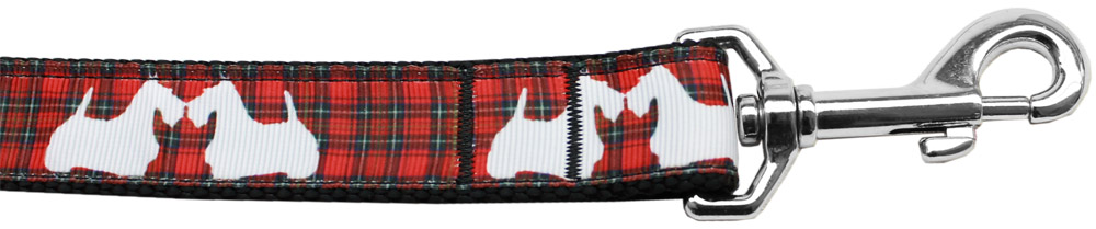 Red Plaid Scottie Pups Nylon Dog Leash 3/8 inch wide 6ft Long